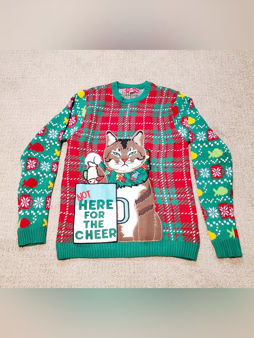 Grumpy Cat "Not Here For The Cheer" Ugly Christmas Sweater